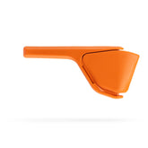 Dreamfarm Fluicer Original con naranja visible, ahorro de espacio al guardar.