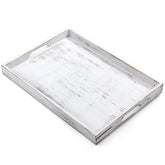 Bandeja Dreamkey de servicio rustic blanca con asas, ideal para desayunos y entretenimiento.
