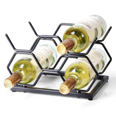 Drincarier estante vino oro 5 botellas, organización elegante para la mesa