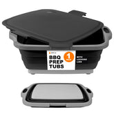 Drip EZ: tubo-colapsable para preparacion-barbacoa, facilita marinado y almacenamiento ordenado.