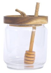 Dstuff frasco miel vidrio con tapa de acacia para almacenamiento limpio