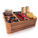 Organizador de café Dstuff en madera de acacia para encimera, orden práctico.