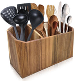 Dstuff organizador-utensilios-cocina-acacia-3-compartimentos: mantiene utensilios ordenados y al alcance.