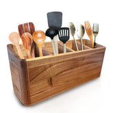 dstuff porta-utensilios grande en acacia con cuatro compartimentos para organización en la cocina