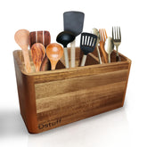 Dstuff porta-utensilios grande de madera acacia para encimera