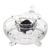 DUEBEL juego servir caviar en cristal dividido para presentaciones elegantes.
