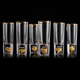 Dujust vasos chupito con borde oro 24K, ideal para colección elegante.