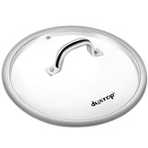 La tapa de vidrio Duxtop muestra el interior, ideal para vigilar guisos sin abrir.