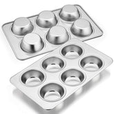 Moldes E-far para magdalenas en acero inoxidable, ideales para hornear.