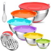 Conjunto de tazones Eallpha para mezclar con tapas, práctico para almacenar.