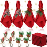 EBOOT servilletas navidad rojas lavables listas para la mesa festiva.