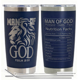 EchoMaven vaso térmico cristiano para papá con león y Salmo 18:32, ideal para la fe diaria