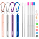 Ecoangel pajillas plegables de acero inoxidable para viajar y usar en cualquier bebida.