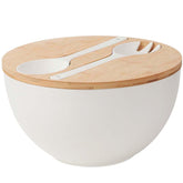 Ensaladera ECOHAGOU extralarga con tapa y utensilios para servir ensaladas grandes.