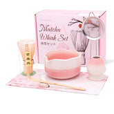 Conjunto ECOLEMON Matcha rosa: tazón cerámico con pico para batir matcha cremoso.