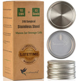 EcoPeaceful tapas para tarro Mason boca regular con junta de silicona, almacenamiento seguro