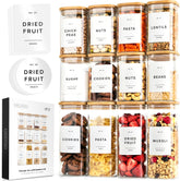 EdelHaus contenedores de vidrio cuadrados con tapas de bambú de 30oz para almacenar comidas.