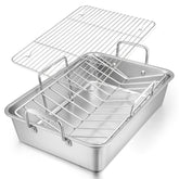 Bandeja E-far 16x11 con rejilla en V para cocción uniforme.