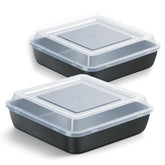 Bandeja cuadrada 9x9 de E-far con tapa para hornear, listo para usar.