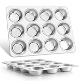 E-far moldes magdalenas 12 cavidades; acero inoxidable seguro para hornear de forma uniforme