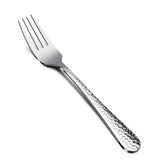 Tenedor E-far acero inoxidable martillado, borde redondo, ideal para mesa elegante