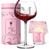 Copa de vino EIRNAY con inicial A-Z grabada, regalo personalizado para ella.