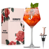 Vaso de vino ELERGIFTS con inicial monograma, regalo personalizado para mujer.