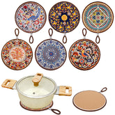ELFULLY posavasos cerámica patrón retro azul protege superficies y realza la mesa.