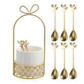 Cucharas de café ELLDOO con portador cerámico, organización elegante para la mesa.