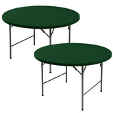 Enjoyidea funda para mesa redonda de 60 pulgadas, verde oscuro, ajuste elástico para eventos estables.