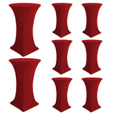 Fundas elásticas Enjoyidea para mesas cocktail rojas, ajuste perfecto y aspecto profesional.