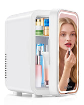 Enventor minirefrigerador con espejo iluminado para maquillaje y cuidado facial