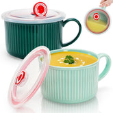 Tazón cerámico Eorbow azul de 32 oz, ideal para sopa con fideos.