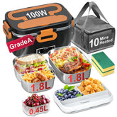 Epinovo lunch box eléctrico con dos contenedores de 1.8L para almuerzos variados.
