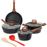 Conjunto ESLITE LIFE 9 piezas con granito antiadherente para cocinar y limpiar fácilmente.