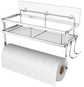 ESOW portarrollos con estante adhesivo 2 en 1 para cocina, ahorro de espacio