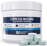 Tabletas de limpieza Essential Values para espresso 30, protegen el rendimiento.