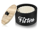 Essovee porta-filtros café madera tapa: almacenamiento elegante y seguro para filtros