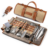 Etens conjunto de bartender de viaje con bolsa encerada para organización en ruta.