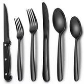 Cubiertos negros EWFEN 24 piezas para uso diario en casa y restaurantes.