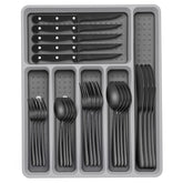 EWFEN juego de cubiertos negros para 8 personas, perfecto para cenas y eventos