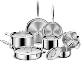 Conjunto EWFEN 11 piezas, acabado espejo para cocinar de forma eficiente.