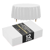 Mantel plástico redondo blanco Exquisite, 84 pulgadas, mayor grosor para durabilidad.