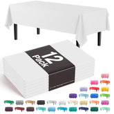 Exquisite manteles plásticos rectangulares en blanco ofrecen cobertura duradera para mesas grandes