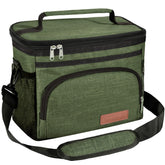 Extracharm bolsa de almuerzo aislada verde, vista frontal, para mantener la comida fresca.