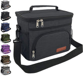 ExtraCharm Bolso Térmico para Almuerzo - Aislado, Reutilizable, Correa Ajustable - Negro