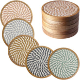 Eykao posavasos absorbentes grandes de madera para proteger la mesa de manchas.
