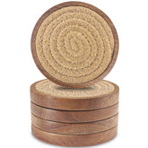 Eykao posavasos de madera absorbentes, conjunto de 5, protegen la mesa de condensación.
