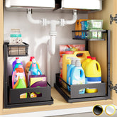 Fabutier organizador bajo fregadero, estante superior ajustable para aprovechar altura.