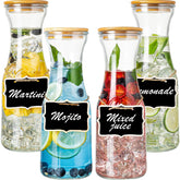 Facilfeliz jarras de cristal, conjunto de 4 unidades, 1 litro, ideal para jugos.